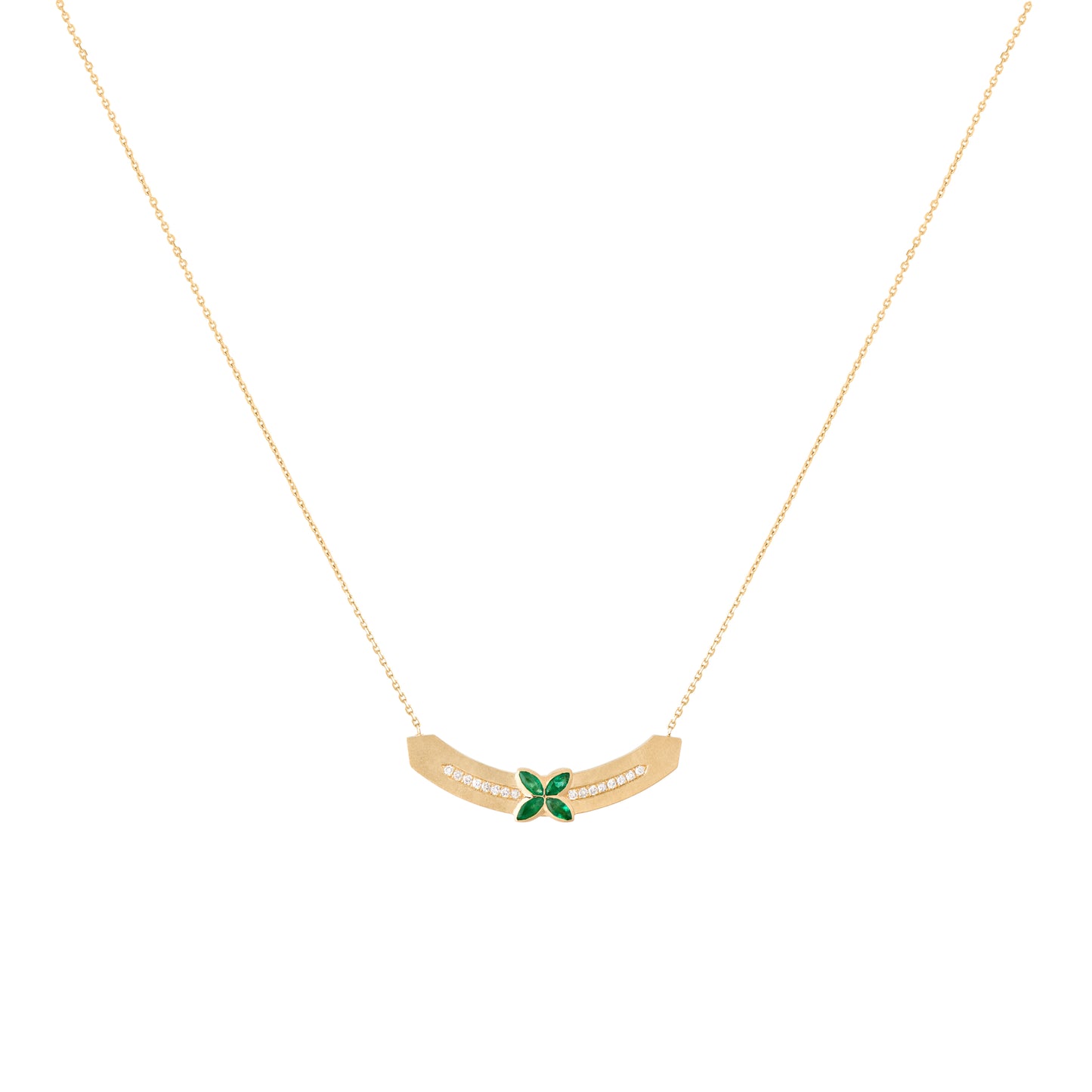 Grand Bloom Necklace - Emerald (Brushed Finish)